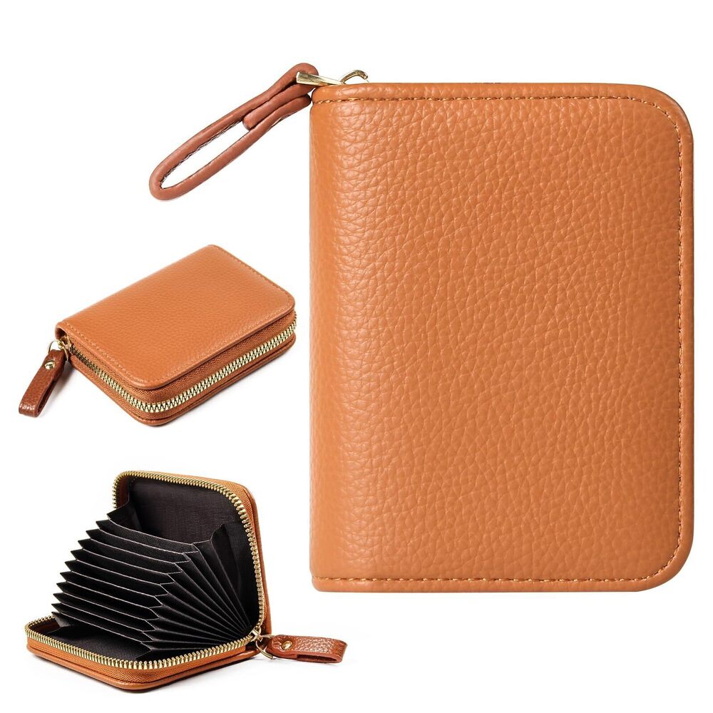 2856 Credit Card Holder RFID Card Case Wallet, Small Accordion Zipper Card